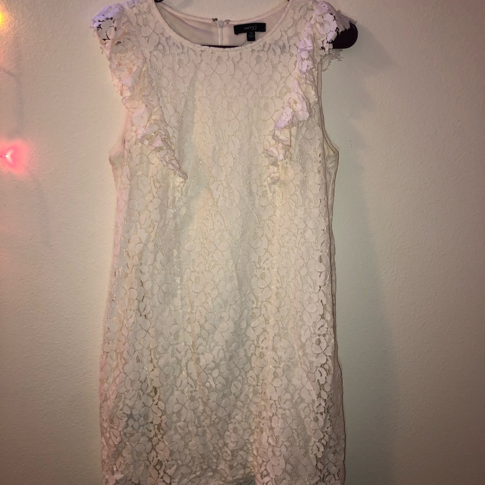 White Lace Zip-up Dress